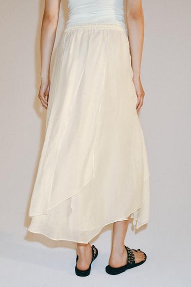 JUPE MIDI FLUIDE ZW COLLECTION - Écru de Zara - Image 2