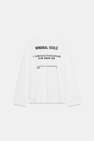 T-SHIRT INSCRIPTION MANCHES LONGUES - Blanc de Zara - Image 3