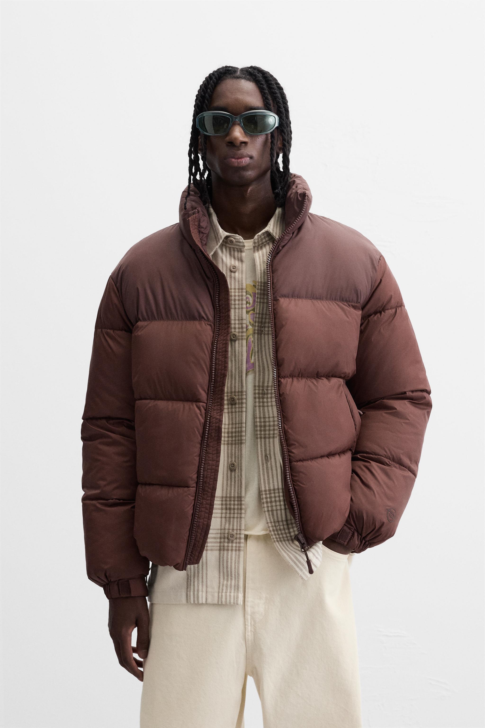 Colour block puffer jacket mens online