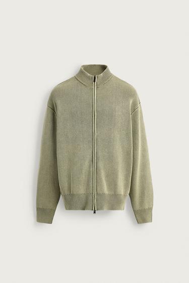 CHAQUETA PUNTO ESTRUCTURA LAVADA - Verde de Zara