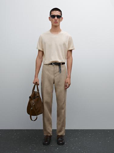 Jersey punto manga corta mezcla algodón - Beige de Zara - Imagen 0