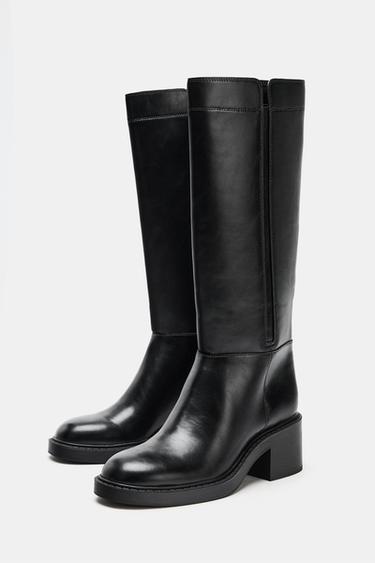 BOTTES À TALONS BLOC - Noir de Zara - Image 3