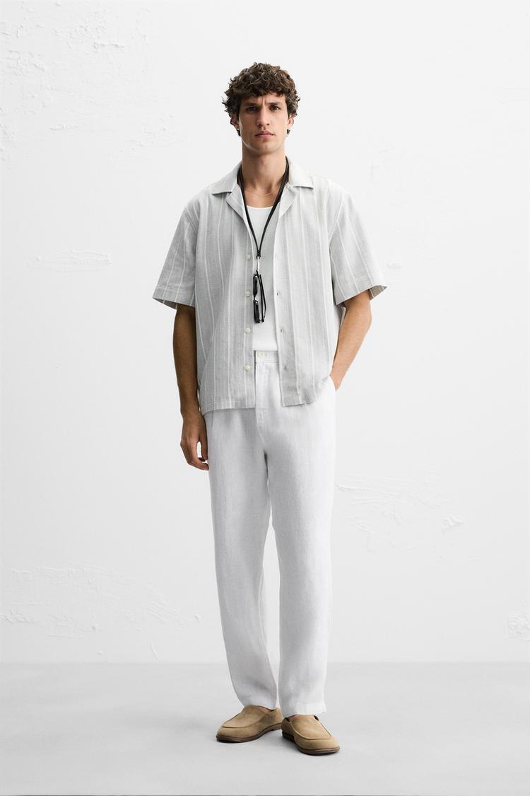 Lino Bianchi Pantalone Lino Bianco Zara Uomo Pantaloni Bianchi - Main Image