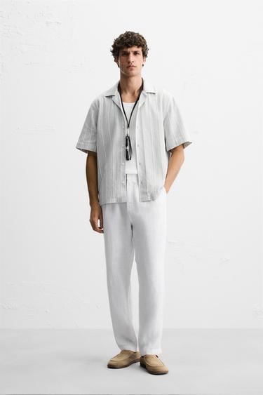 100% LINEN TROUSERS - White by Zara - Image 0