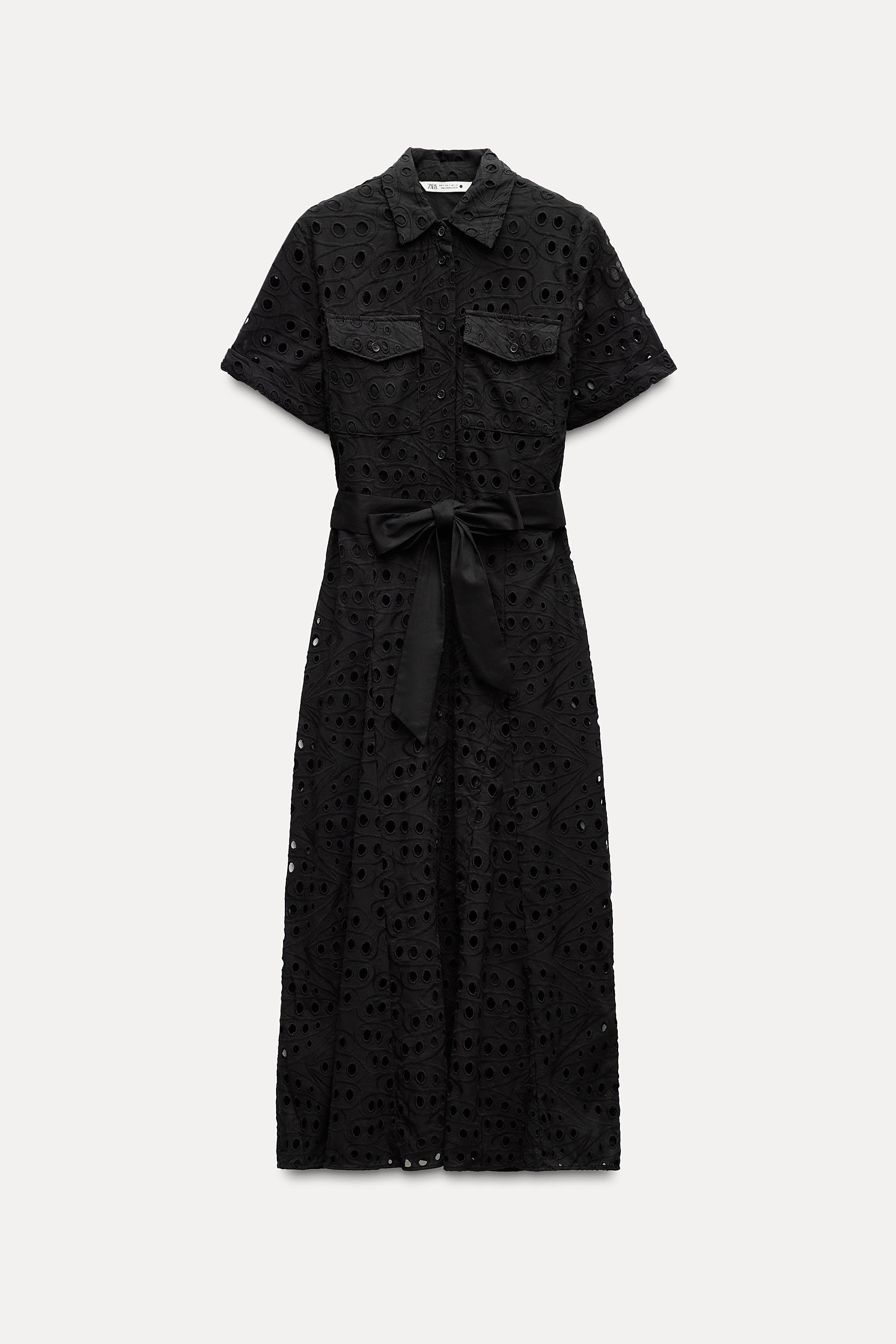 ROBE CHEMISE À BRODERIES COLLECTION ZW - Noir | ZARA France