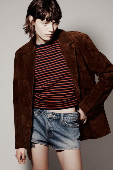 BLAZER COURO SUEDE - Marrom-escuro da Zara