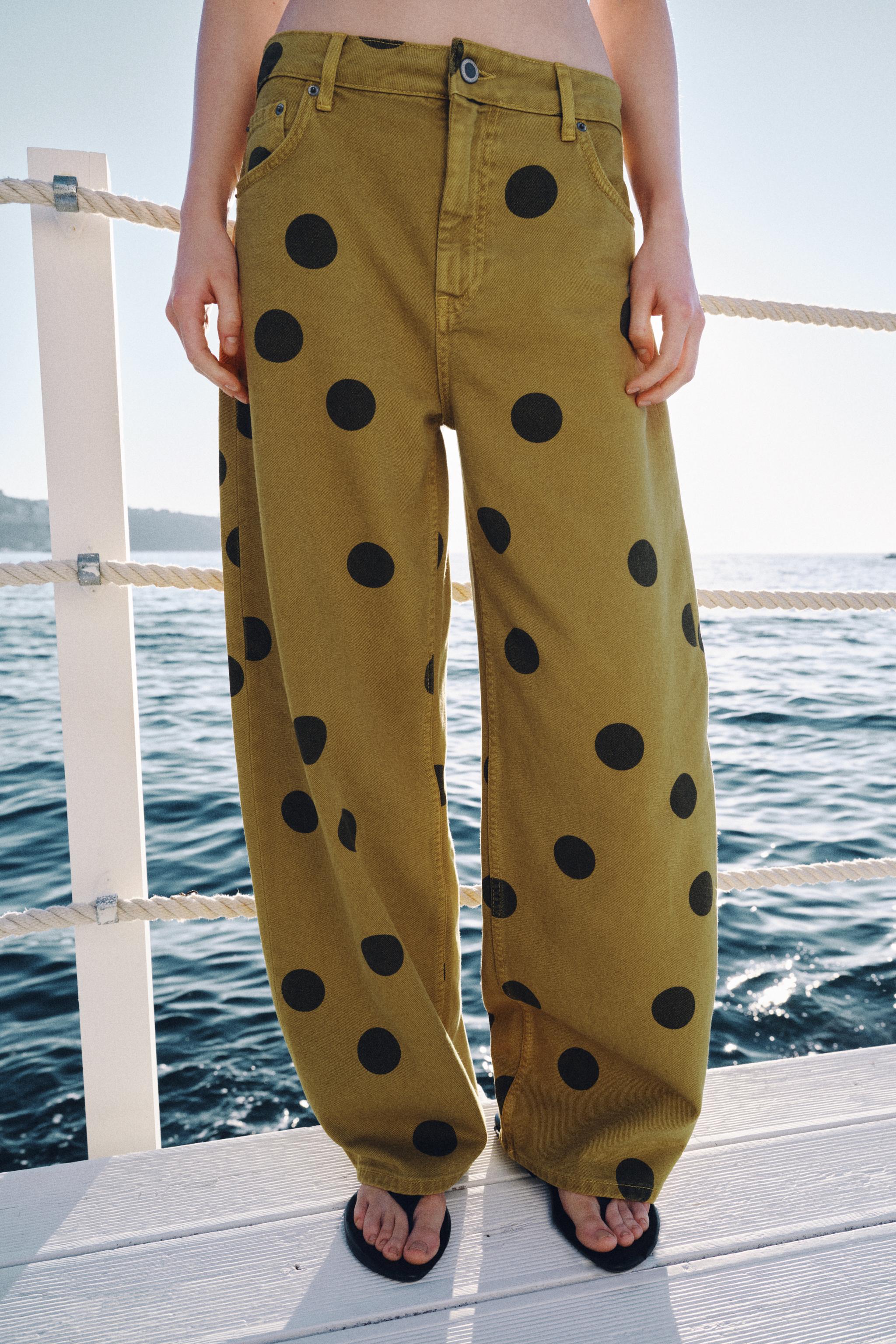 ZW COLLECTION MID-RISE POLKA DOT BARREL JEANS