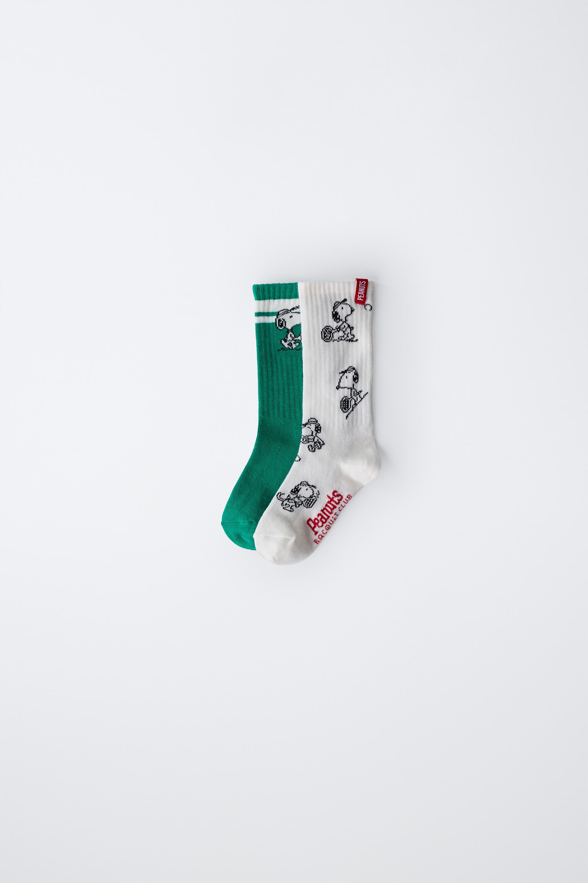 SNOOPY PEANUTS™ MID-HEIGHT SOCKS - TWO PACK — Green/White
