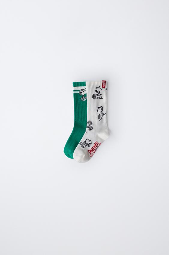 2-PACK OF SNOOPY PEANUTS™ LONG SOCKS - Green/White by Zara - Image 0