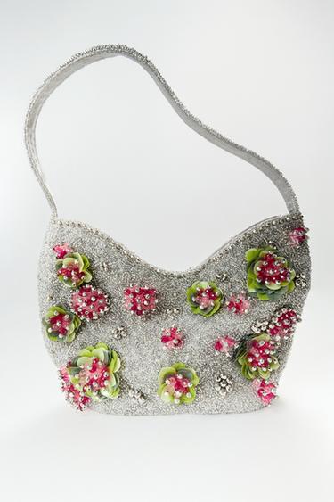 Zara BEADED SHOULDER BAG - Multi-color