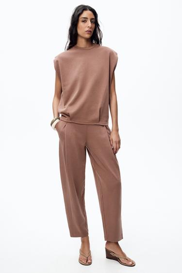 PANTALON PLIS DÉLAVÉ - Terracota de Zara