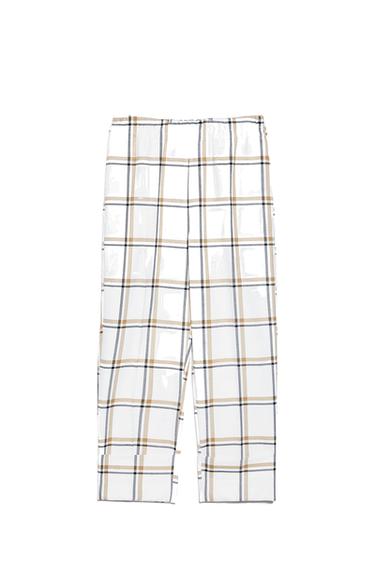 CHECK TROUSERS WITH TURN-UP HEMS