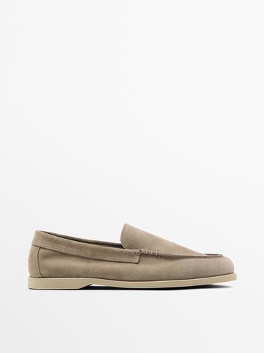 Zara Soft split suede loafers - Sandy Brown - Image 0