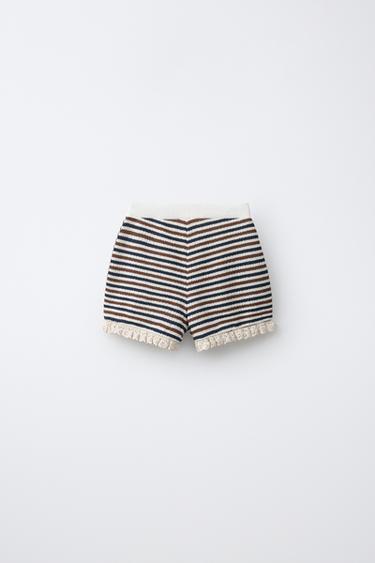 SHORT EN MAILLE À RAYURES - Brown Stripes de Zara - Image 1
