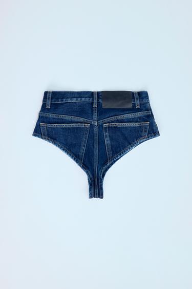 MINI-SHORT EN JEAN TRF TAILLE HAUTE - Bleu marine de Zara - Image 3