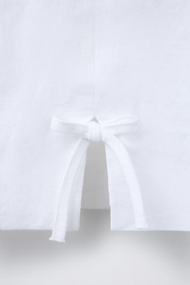 VESTE COURTE 100 % LIN - Blanc de Zara - Image 3