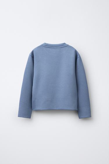 RIB SWEATSHIRT WITH MODAL - Blue by Zara - Image 1