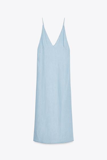 FLOWING MIDI DRESS - Light blue by Zara - Image 5