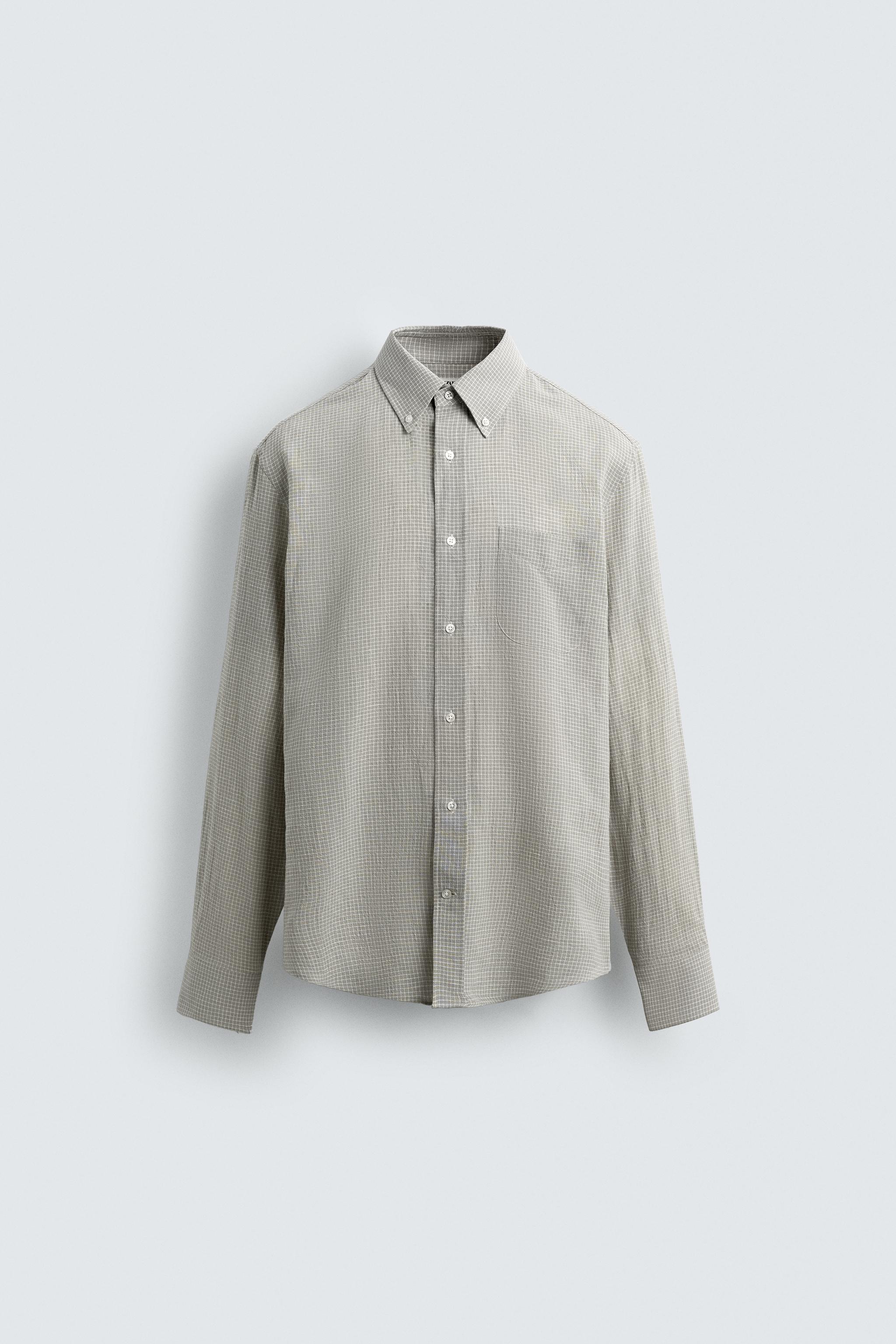 PLAID LINEN-COTTON SHIRT
