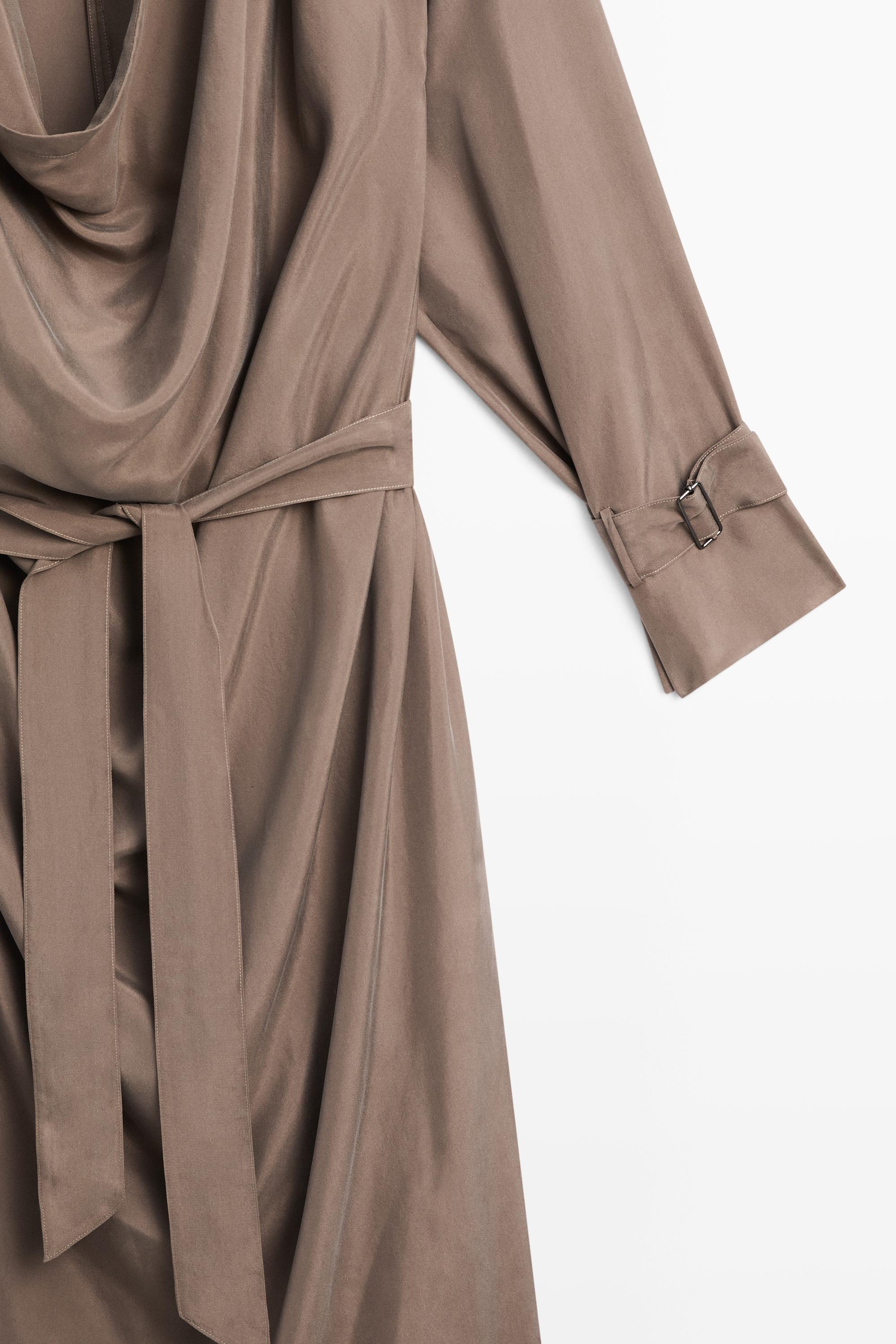 Draped neckline trench dress - STUDIO