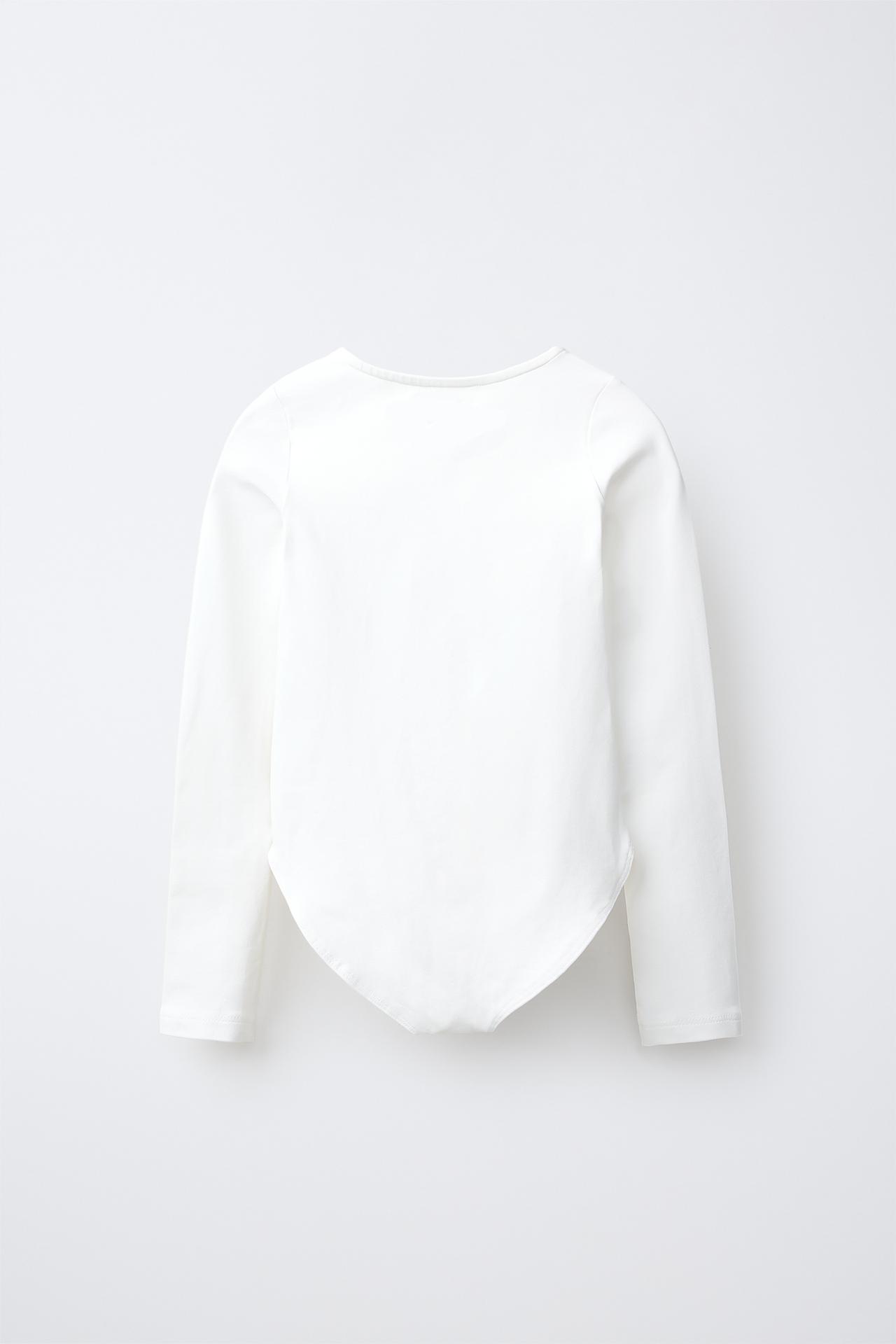 LONG SLEEVE SOLID BODYSUIT — White