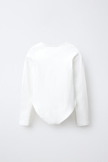 LONG SLEEVE SOLID BODYSUIT — White 2