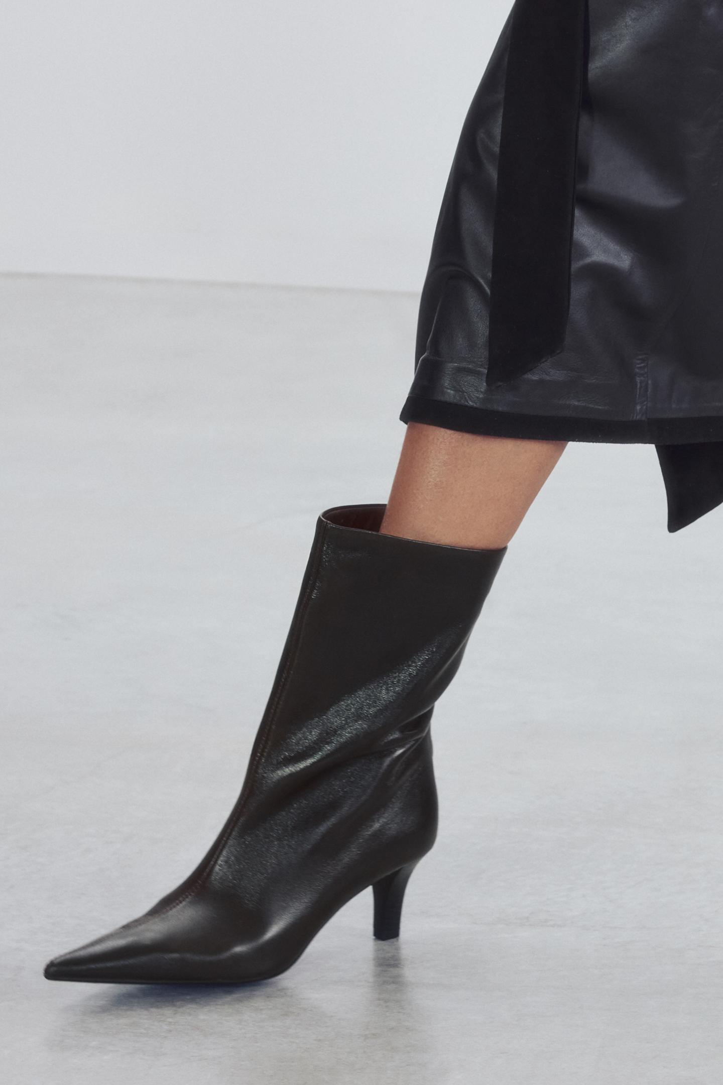 Женские ботинки Zara Leather Heeled, цвет: Коричневый — фото 4