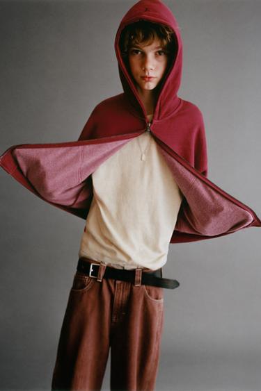 EMBROIDERED ZIP-UP SWEATSHIRT — Dark red 1