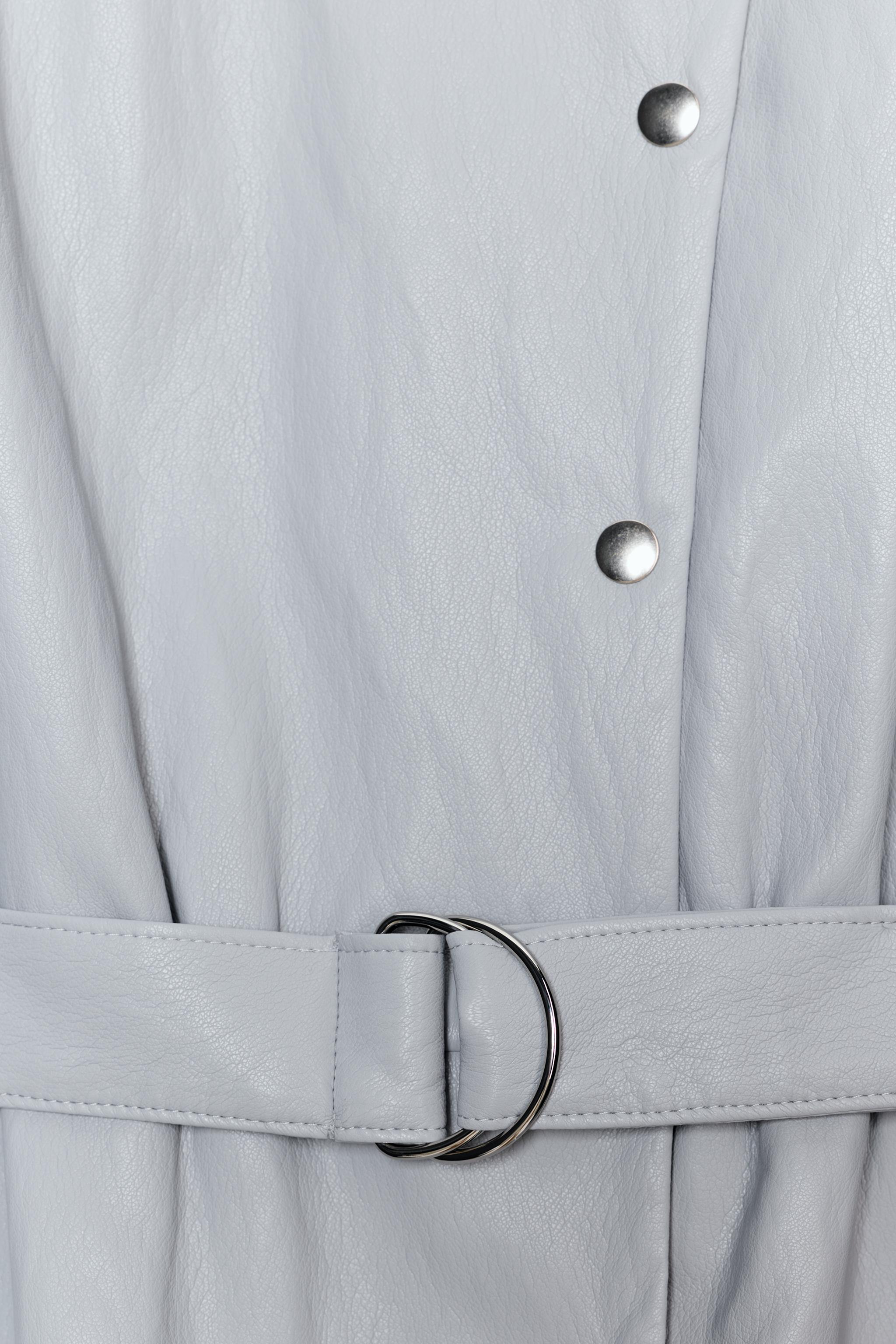 BELTED FAUX LEATHER SHORT DRESS