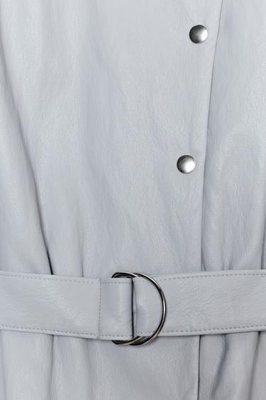 SHORT FAUX LEATHER BELTED DRESS - Blue by Zara - Image 9