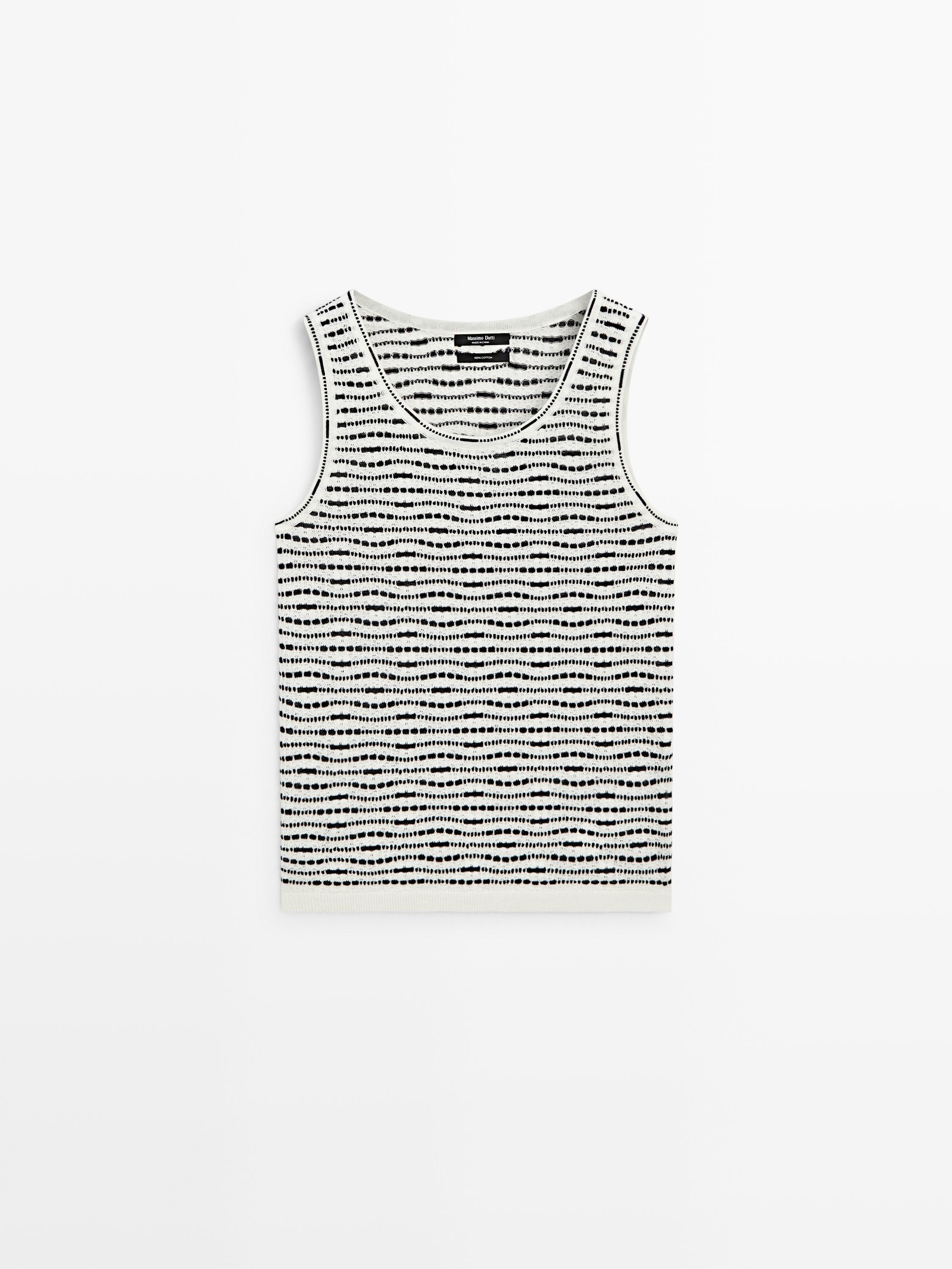 100% cotton knit top — Ecru