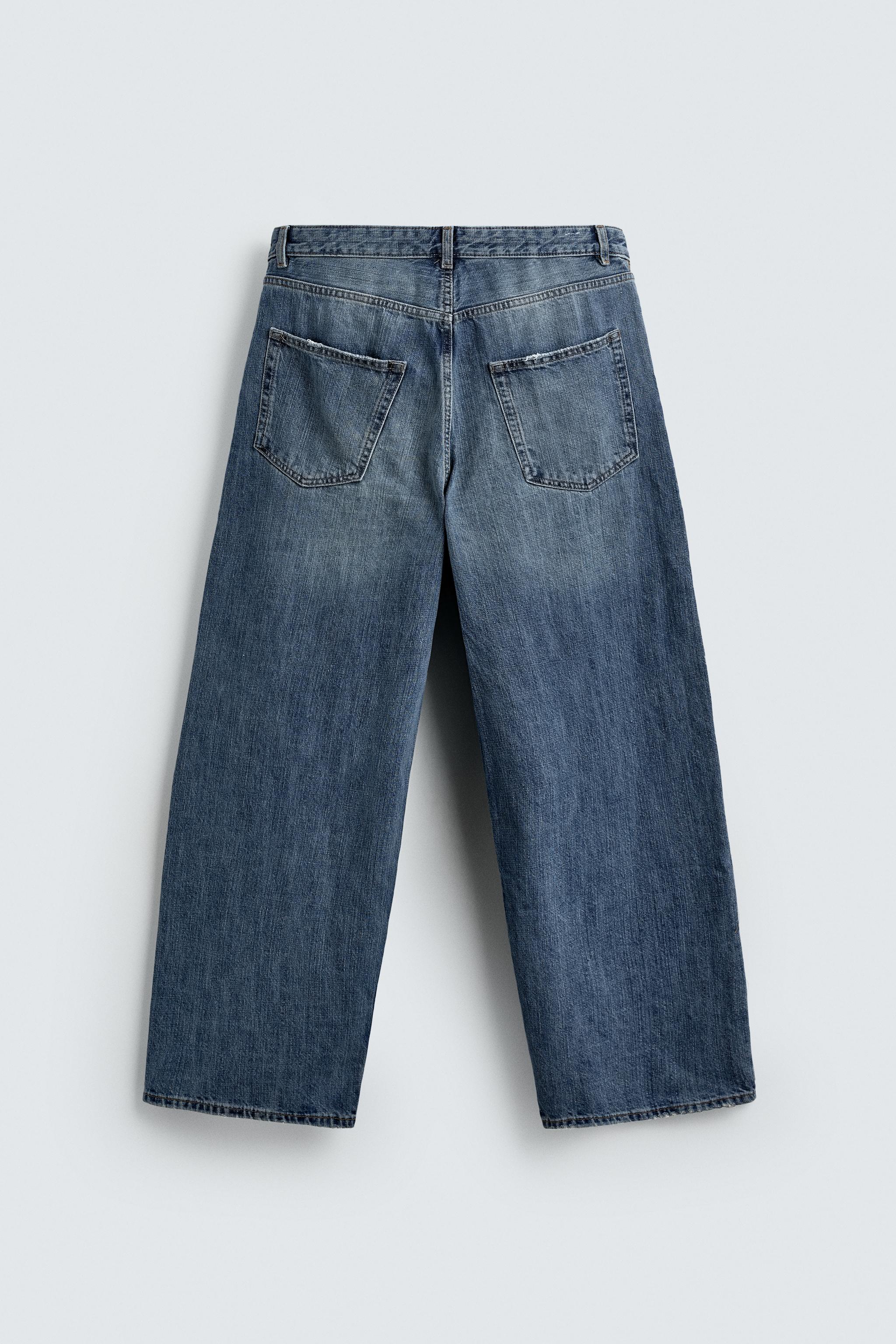 ダメージ加工バギーフィットデニムパンツ - ブルー | ZARA Japan / 日本