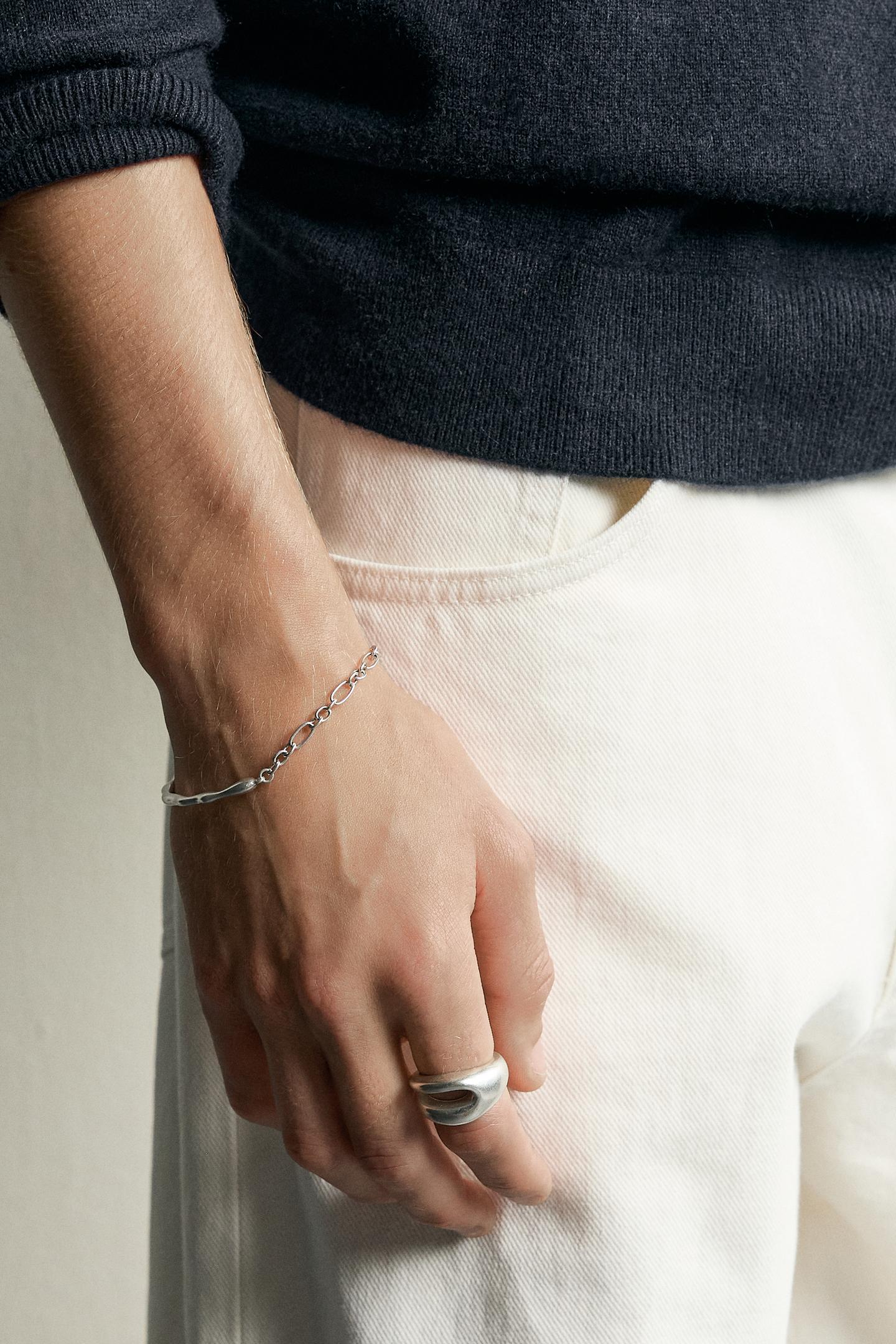 Мужской браслет Zara Combined Metal Link, цвет: Серебряный