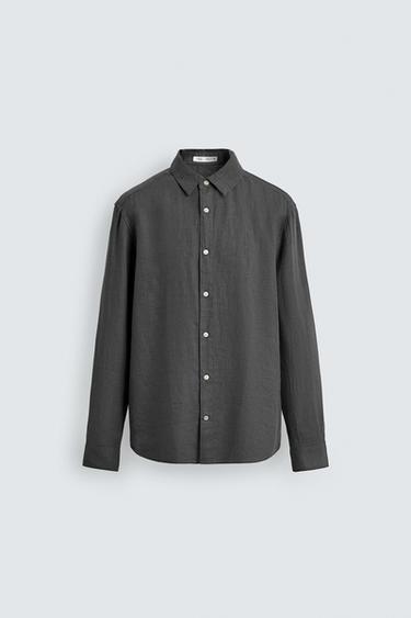 Zara 100% LINEN SHIRT - Gray