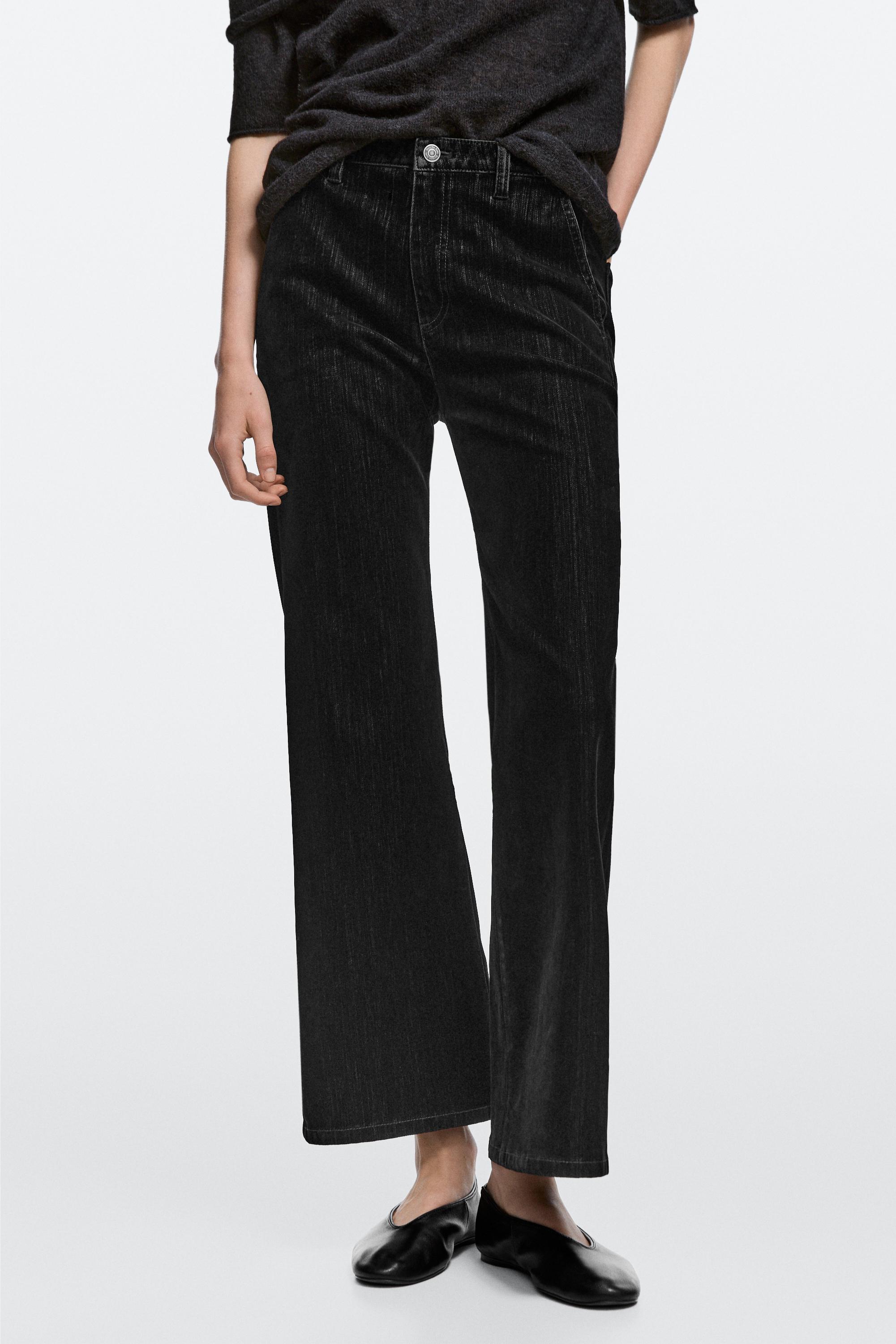 Jean flare cropped taille moyenne floqué