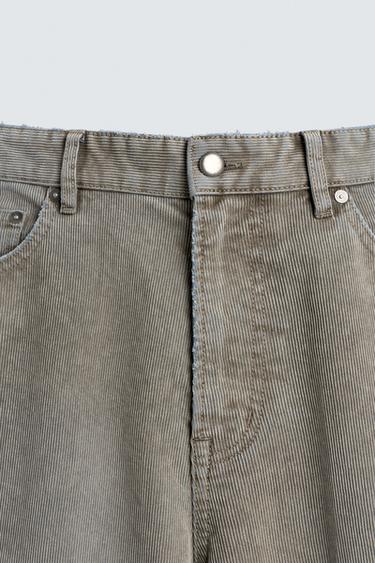 PANTALON FLARE EN VELOURS CÔTELÉ - Gris clair de Zara - Image 8