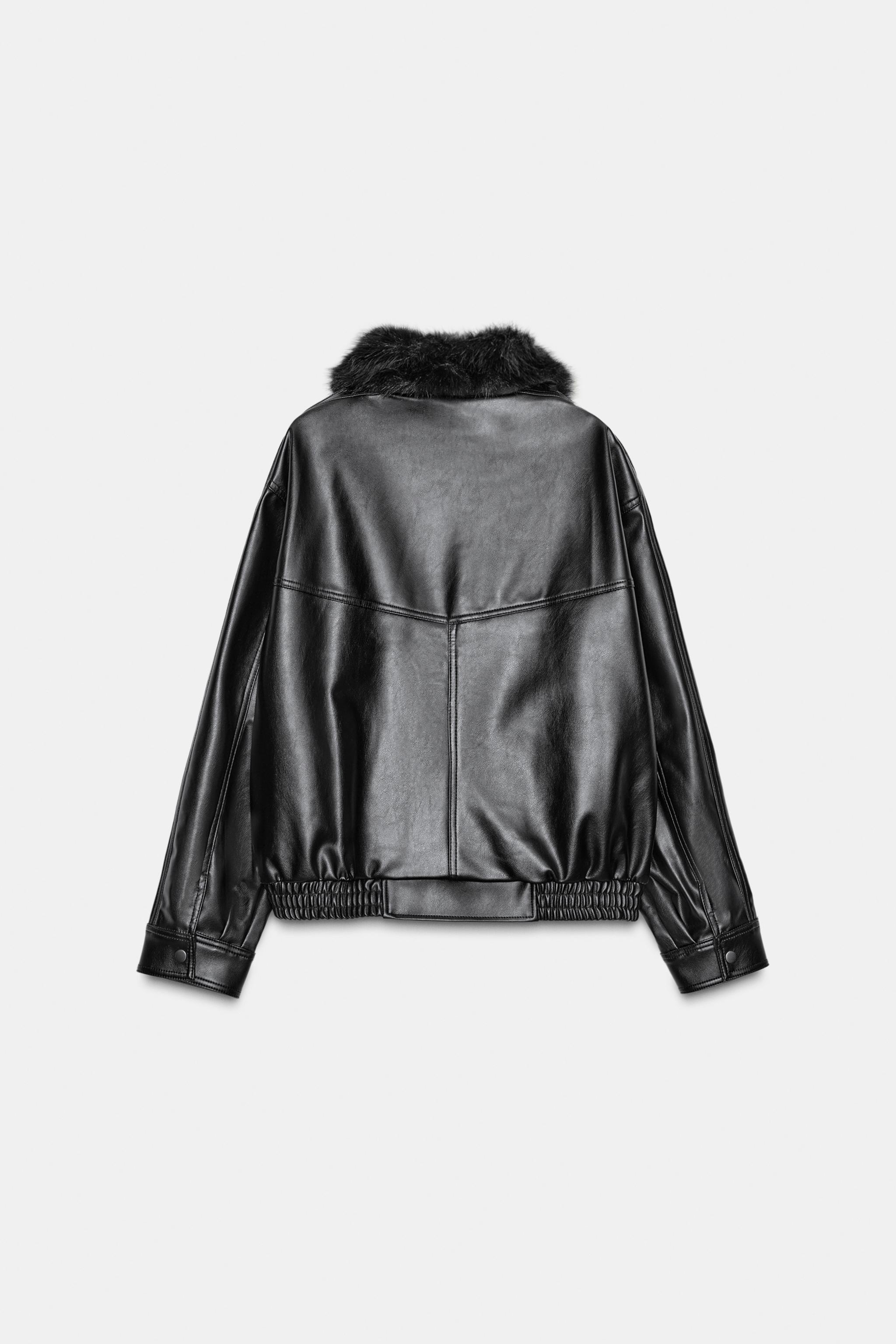 DETACHABLE FAUX FUR COLLAR JACKET - Black | ZARA United States