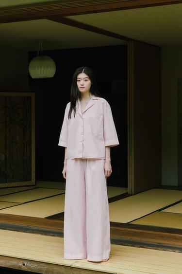 와이드 레그 팬츠 ZW 컬렉션 - Zara 로즈핑크