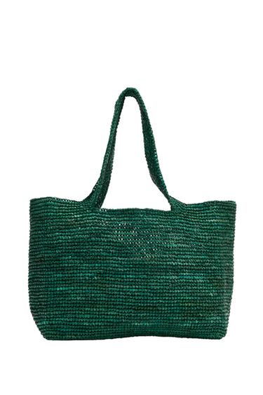RAFFIA TOTE BAG - Green by Zara