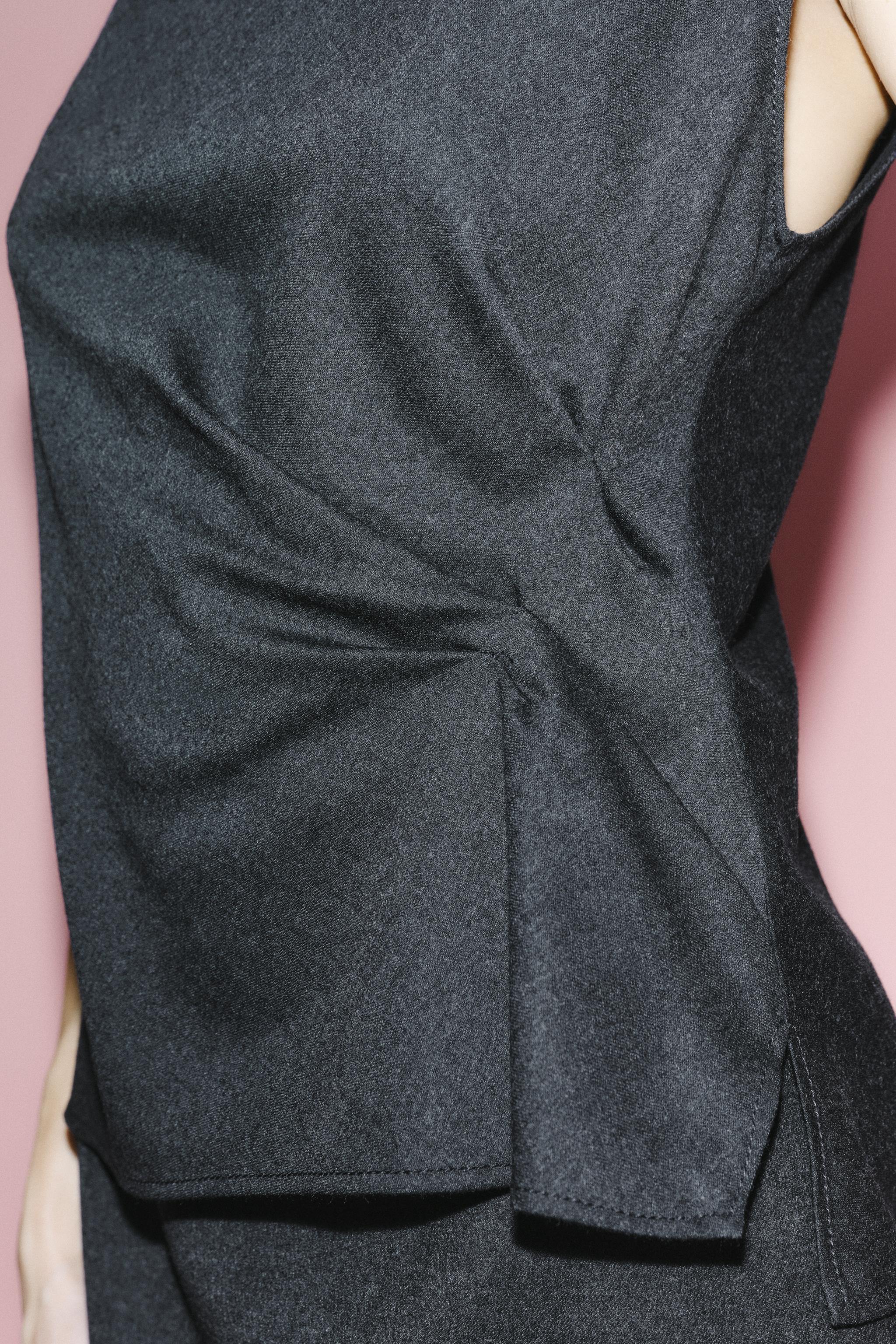 DRAPED WOOL TOP ZW COLLECTION - Anthracite Gray | ZARA Canada