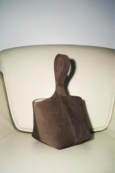 SUEDE MINI BUCKET BAG - Taupe Grey by Zara - Image 1