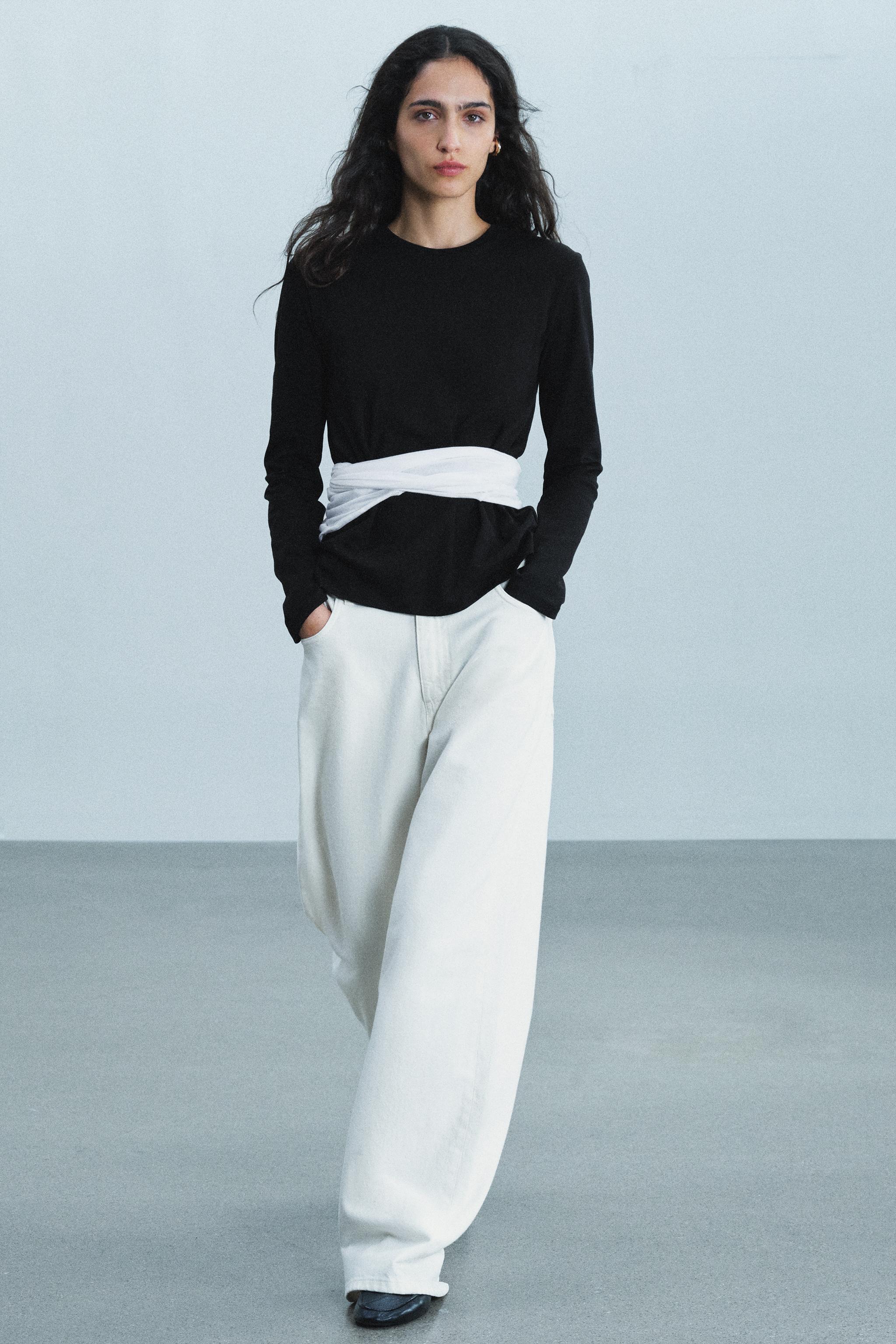 Long-Sleeve Interlock T-Shirt by Zara