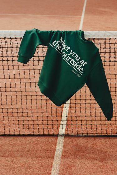 TENNIS-SWEATSHIRT I BOMULD - grøn fra Zara