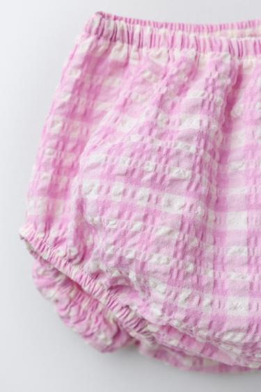 ROBE ET CULOTTE À CARREAUX TEXTURÉS - Mauve clair de Zara - Image 3