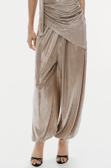 PANTALON BOUFFANT EFFET MÉTALLISÉ - Argent de Zara