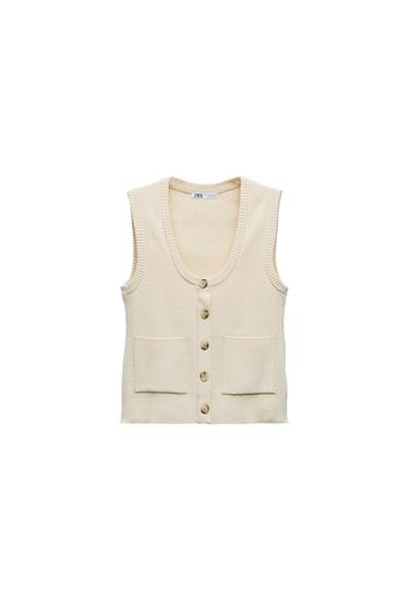 KNIT WAISTCOAT WITH PATCH POCKETS