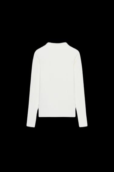 HIGH NECK T-SHIRT - Oyster-white by Zara - Image 0