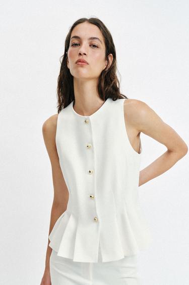 FITTED PEPLUM WAISTCOAT - White by Zara