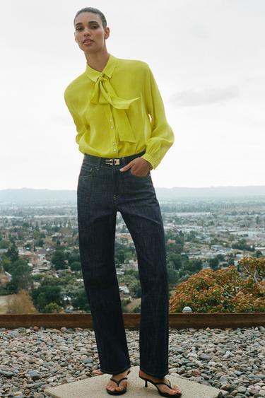 FLOWING SHIRT WITH BOW - Lime by Zara - Image 2