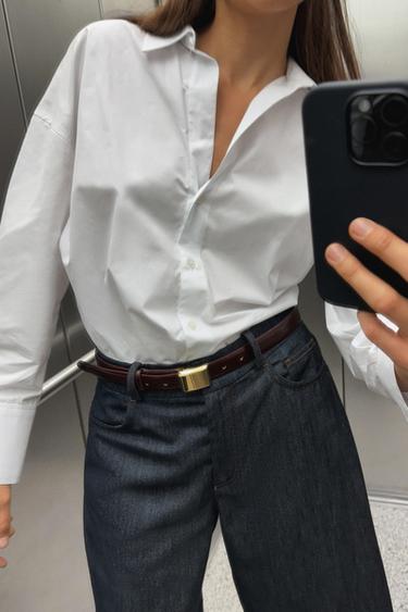 BASIC POPLIN SHIRT - White by Zara